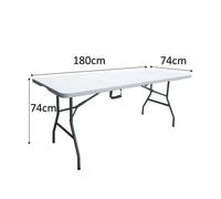 Table jardin réception traiteur pliante 8 personnes 180x74xH73,5 cm acier PEHD