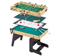 Table multi jeux pliable 4 en 1 adulte Babyfoot Billard Ping Pong Hockey Marron