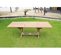 CONCEPT USINE | Table de Jardin KAJANG en Teck Brut | 10 Places | Haute Résistance aux Intempéries | Rallonge Papillon | Bois Responsable | Dimensions 180-240 x 90 x 75 cm | Durable et Élégante