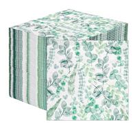 Table Kind 100 x Bulk Pack Soft Recycled Paper Napkins Disposable Green Leaves Party Serviettes for Weddings or Everyday Use Eco-Friendly Home Compostable Recyclable Made in EU 2ply 33cm