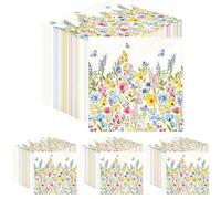 Table Kind 100 x Bulk Pack Soft Recycled Paper Napkins Disposable White Floral Party Serviettes for Weddings or Everyday Use Eco-Friendly Home Compostable Recyclable Made in EU 2ply 33cm (Lot de 4)