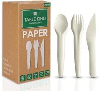 Table Kind 120 X Ensemble De Couverts En Papier En Vrac Fourchettes Couteaux Cuillères Ustensiles Pour Fête D'Anniversaire Camping Voyage Pique-Nique Barbecue Noël Traiteur