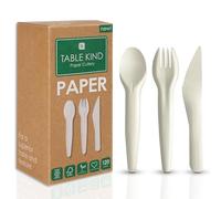 Table Kind 120 X Ensemble De Couverts En Papier En Vrac Fourchettes Couteaux Cuillères Ustensiles Pour Fête D'Anniversaire Camping Voyage Pique-Nique Barbecue Noël Traiteur