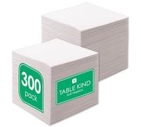 Table Kind 300 x Serviettes Blanches Douces pour Fêtes, 1 épaisseur, Traiteur, Anniversaires, Intérieur ou Extérieur tous les jours, idéales pour buffets et BBQ.