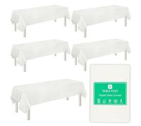 Table Kind 5 x Nappe Jetable en Papier Blanc Uni pour Fête d'anniversaire Mariage Traiteur Restaurant Anniversaire 180 x 120 CM