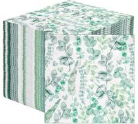 Table Kind 100 x Bulk Pack Soft Recycled Paper Napkins Disposable Green Leaves Party Serviettes for Weddings or Everyday Use Eco-Friendly Home Compostable Recyclable Made in EU 2ply 33cm