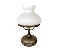 Table Laiton Verre 36,5 CM Art Nouveau en Bronze Antique Blanc E14 Tischleuchte