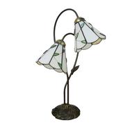 Table Lamp with 7-inch Wide Beige Leaf Stained Glass Lampshade 24-inch Tall Accent Desk Lights for Living Room Bedroom Bedside Night Light