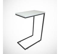 Table latérale élégante Blanche avec Pieds en métal roulé, 46 x 62 x 26 cm, 100% mélamine, épaisseur 18 mm, Design Moderne et Fonctionnel pour la Maison et Le Bureau