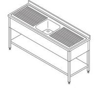 Table lave-vaisselle - 140 x 70 cm - avec évier et crédence - étagère de rangement incluse - Maxima