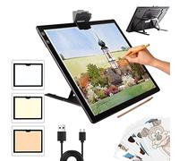 Table lumineuse rechargeable A3 avec support, bloc lumineux LED sans fil, 3 couleurs à intensité variable et 6 plaques lumineuses à intensité variable pour dessin, peinture, radiographie