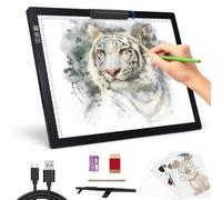 Table lumineuse rechargeable A4 - Intensité variable en continu - 6 niveaux de luminosité - Table lumineuse Diamond Painting avec clip sur le dessus - Boîte lumineuse LED portable pour accessoires de