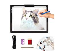 Table lumineuse sans fil A4 avec support innovant et clip, plaque lumineuse rechargeable alimentée par batterie, intensité variable en continu, 6 niveaux de luminosité, tampon lumineux sans fil pour