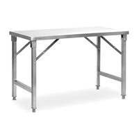 Table Mahlzeit en acier inoxydable - 120 x 60 x 80 cm - Table de travail, de cuisine, de préparation - Pliable - Argentée