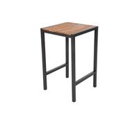 Bolero Mange-debout carré en acier et acacia 600 mm, cadre en acier résistant à la corrosion et plateau en bois pré-huilé, taille : 1000 (H) x 600 (L) x 600 (P) mm, DS155