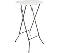 Table Mange Debout Pliable 60 cm Hauteur 110 cm - Plateau Résine Structure Acier Thermolaqué - Table Haute de Bar Pliante - Blanc