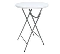 TERRE JARDIN - Table Pliante Mange Debout, Plateau HDPE Ø81 cm - Table Pliante Exterieur/Interieur 110 cm - Table de Jardin Pliante Blanche, Buffet, Fêtes, Camping - Stable et Robuste