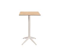 Table mange-debout Quatro carrée ht 110 cm - Usage extérieur - Plateau basculant en polypropylène, 60 x 60 cm - Chêne