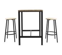 Table mange debout structure métal noir H. 86 cm - Plateau Bois 60 x 60 +2 tabourets Loka