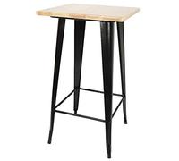 Table Mange Debout, Table Haute, Table de Bar, 110cm de Haut, Bois Naturel + Pieds en Fer, Convient aux Bars, Style Industriel rétro