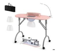 Table Manucure avec Aspirateur - RELAX4LIFE - Lampe LED USB 9 Niveaux et 3 Couleurs - 3 Sacs à Poussière - Coussin de Poignet - Rose