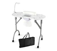 Table Manucure avec Aspirateur - RELAX4LIFE - Lampe LED USB 9 Niveaux et 3 Couleurs - Sac à Poussière - Coussin de Poignet - Blanc