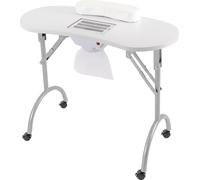 Table manucure pliable avec fonction d'aspiration pour studio de manucure 90*40*72,5cm (blanc)