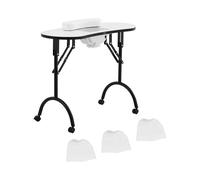 Table manucure pliante - blanc - 4 roues - aspirateur | physa