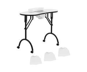 Table manucure pliante - blanc - 4 roues - aspirateur | physa