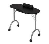 Table Manucure Pliante Professionnelle avec Roulettes Tiroir, Table de Station de Manucure 91x40x70 CM (Noir)