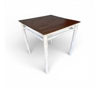Table marocaine en bois massif d'eucalyptus, vintage, marron et blanc, 75 x 75 x 77 cm, artisanale