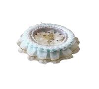 Table Miniature avec Jupe En ntelle , Table Basse Style Floral Bleu Eau | Shabby Chic, Élégante, Table à Thé pour Maison Poupée, Vitrine D'exposition