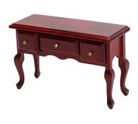 Table Miniature, Bourse de Maison de poupée en Bois réaliste à l'échelle 1:12 avec 3 tiroirs, Meubles Maison poupée rétro pour décoration scène bibliothèque Chambre à Coucher, Rouge, r