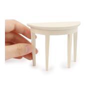 Table miniature demi-lune pour maison de poupée à l'échelle 1/12 pour salon, chambre à coucher, couloir, entrée, petits espaces, accessoires de maison de poupée à faire soi-même (blanc)