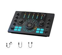 Table Mixage DJ, Interface C2, kit d'équipement de podcast - Mélangeur de podcast double XLR 6,35/3,5 mm avec Bluetooth 5.3(Zwart)