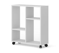 TABLE MOBILE AVEC ROULETTES SUPPORT PC CHEVET BUREAU MAISON BLANC MAT 65x60x20cm