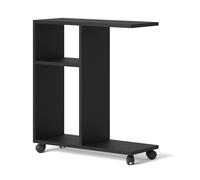 TABLE MOBILE AVEC ROULETTES SUPPORT PC CHEVET BUREAU MAISON NOIR MAT 60x45x22cm