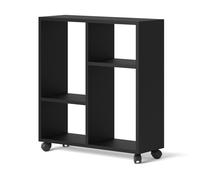 TABLE MOBILE AVEC ROULETTES SUPPORT PC CHEVET BUREAU MAISON NOIR MAT 65x60x20cm
