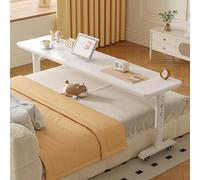 Table mobile en étain avec roulettes, table de chevet king size, hauteur de la table de lit, hauteur médicale debout sur le bureau du lit avec pieds en métal de service lourd