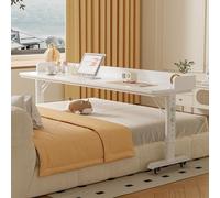 Table mobile en étain avec roulettes, table de chevet king size, hauteur de la table de lit, hauteur médicale debout sur le bureau du lit avec pieds en métal de service lourd