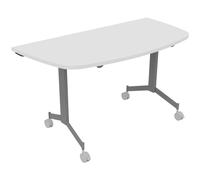 Table mobile rabattable Eureka demi-lune - L.140 x P.70 cm - Plateau Blanc - Pieds Aluminium