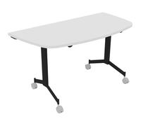 Table mobile rabattable Eureka demi-lune - L.140 x P.70 cm - Plateau Blanc - Pieds Noir