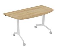 Table mobile rabattable Eureka demi-lune - L.140 x P.70 cm - Plateau Chêne Nebraska - Pieds Blanc