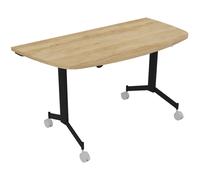 Table mobile rabattable Eureka demi-lune - L.140 x P.70 cm - Plateau Chêne Nebraska - Pieds Noir