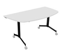 Table mobile rabattable Eureka demi-lune - L.160 x P.80 cm - Plateau Blanc - Pieds Noir