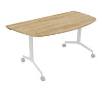 Table mobile rabattable Eureka demi-lune - L.160 x P.80 cm - Plateau Chêne Nebraska - Pieds Blanc