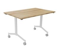 Table mobile rabattable Eureka - L.120 x P.80 cm - Plateau Chêne Nebraska - Pieds Blanc