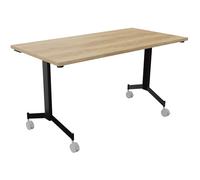 Table mobile rabattable Eureka - L.140 x P.70 cm - Plateau Chêne Nebraska - Pieds Noir