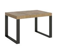 Table moderne extensible 4 à 10 places L 130 à 234 cm bois clair et pieds métal anthracite Tiroz