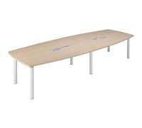 Table modulable Belem 14 personnes L 380 x P 140 cm chêne clair/blanc. - - Bruneau